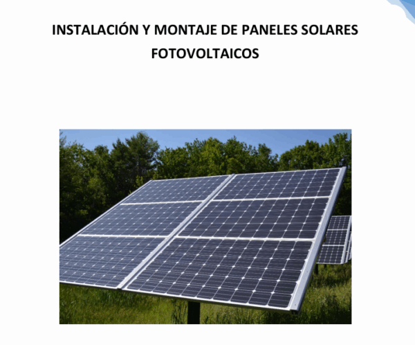 INSTALACIÓN Y MONTAJE DE PANELES SOLARES FOTOVOLTAICOS